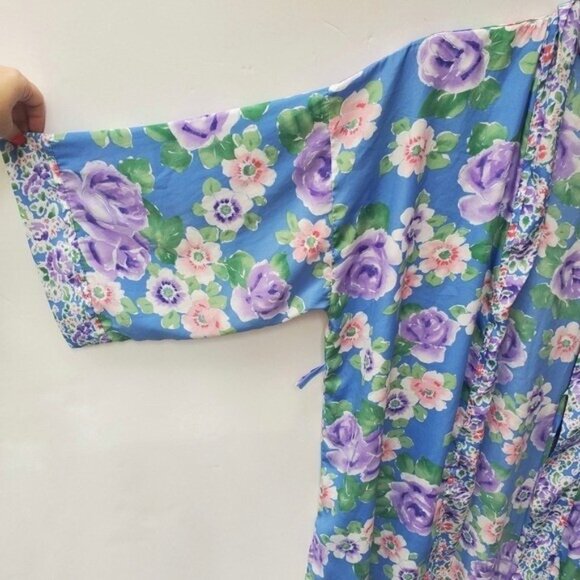 VINTAGE 90's Victoria's Secret Kimono Robe Duster Floral Print Y2K - Picture 3 of 10